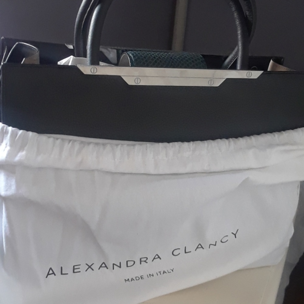 Alexandra Clancy tote bag with belt accessories